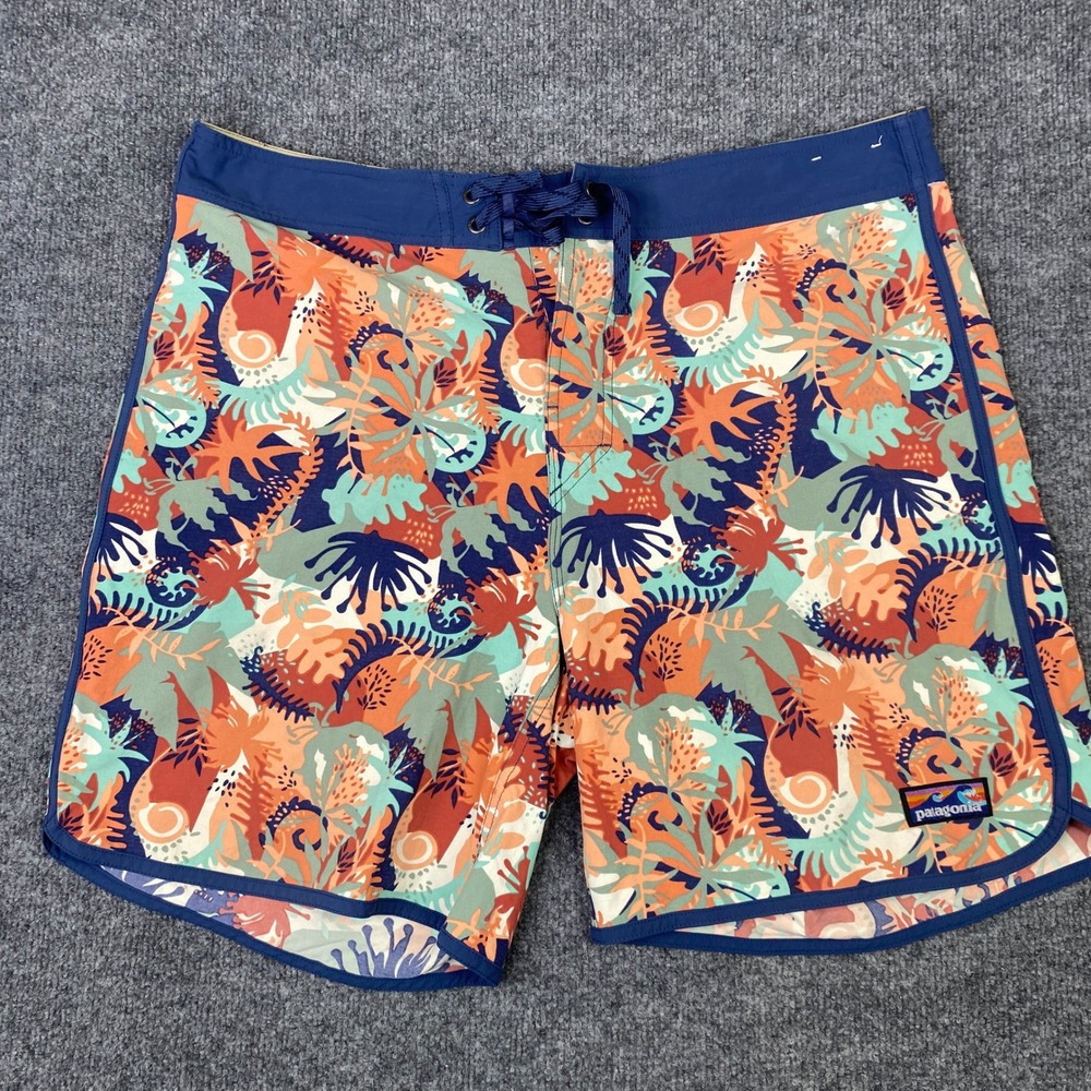 Patagonia Stretch Planing Board Shorts Orange Blue Tropical 86731 Mens Size 34